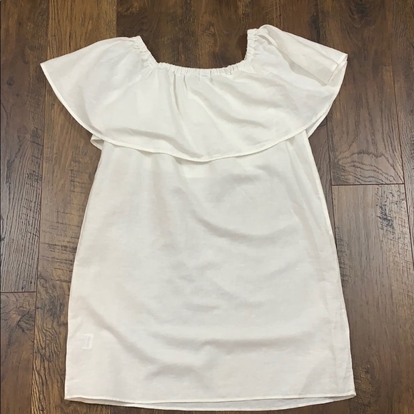 J Crew Linen Blend Off The Shoulders Ruffle Dress - Picture 7 of 7